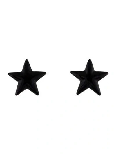 Pre-owned Earrings 18k Onyx Star Stud  In Multi