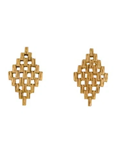 Pre-owned Earrings 18k Panther Mesh Link Clip-on  In Multi