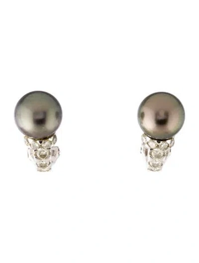 Pre-owned Earrings 18k Pearl & Diamond Earclip  In Multi