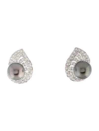 Pre-owned Earrings 18k Pearl & Diamond Earclip  In Multi