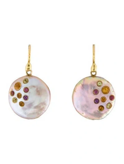 Pre-owned Earrings 18k Pearl & Multistone Drop