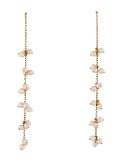 Pre-owned Earrings 18k Pearl Drop  In Multi