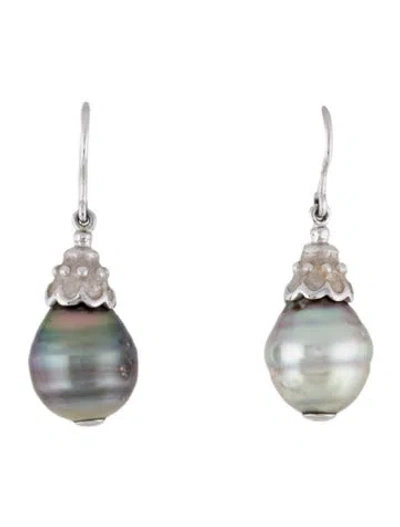 Pre-owned Earrings 18k Pearl Drop  In Multi