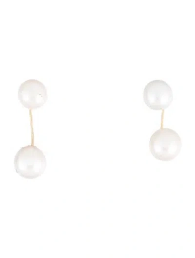 Pre-owned Earrings 18k Pearl Drop  In Multi