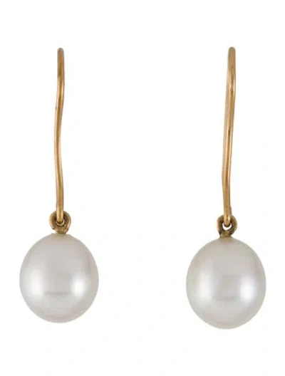 Pre-owned Earrings 18k Pearl Drop  In Multi