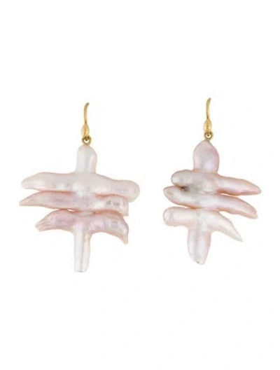 Pre-owned Earrings 18k Pearl Drop  In Multi