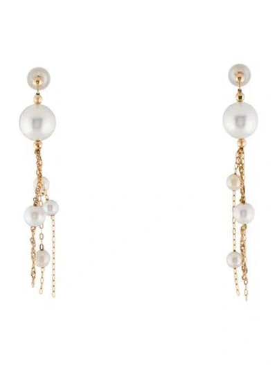 Pre-owned Earrings 18k Pearl Drop  In Multi
