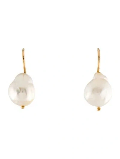 Pre-owned Earrings 18k Pearl Drop  In Multi