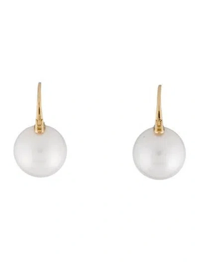 Pre-owned Earrings 18k Pearl Drop  In Multi