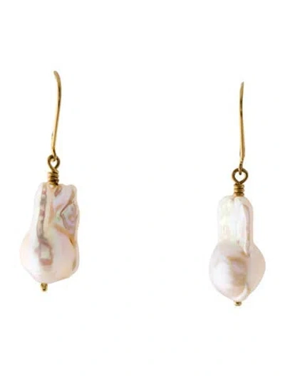 Pre-owned Earrings 18k Pearl Drop  In Multi