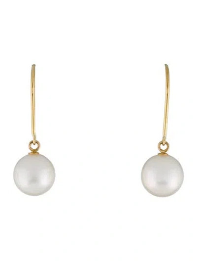 Pre-owned Earrings 18k Pearl Drop  In Multi