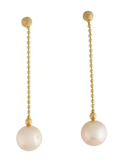 Pre-owned Earrings 18k Pearl Linear Drop  In Multi
