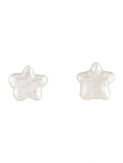 Pre-owned Earrings 18k Pearl Star Stud  In Multi