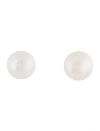 Pre-owned Earrings 18k Pearl Stud  In Multi