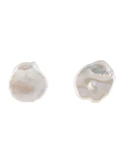 Pre-owned Earrings 18k Pearl Stud  In Multi