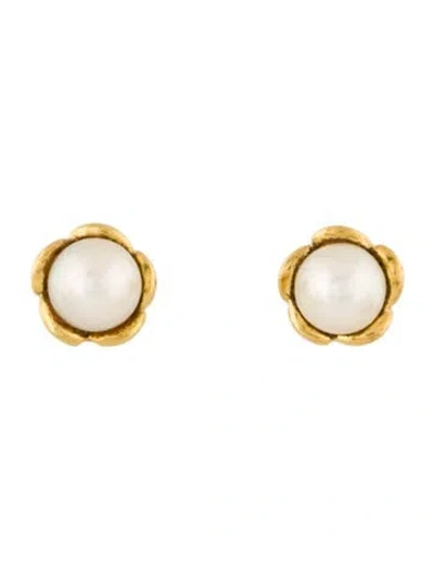 Pre-owned Earrings 18k Pearl Stud  In Multi