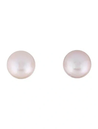 Pre-owned Earrings 18k Pearl Stud  In Multi