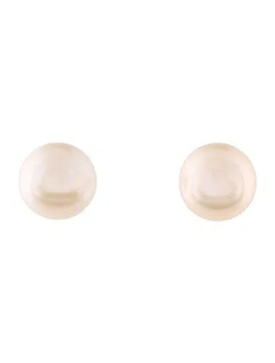 Pre-owned Earrings 18k Pearl Stud  In Multi