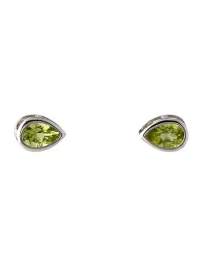 Pre-owned Earrings 18k Peridot Stud  In Multi