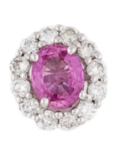 Pre-owned Earrings 18k Pink Sapphire & Diamond Single Stud Earring In Multi