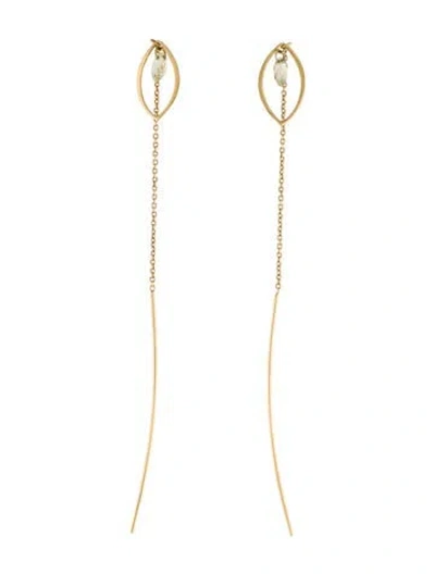 Pre-owned Earrings 18k Prasiolite Threader Drop  In Multi