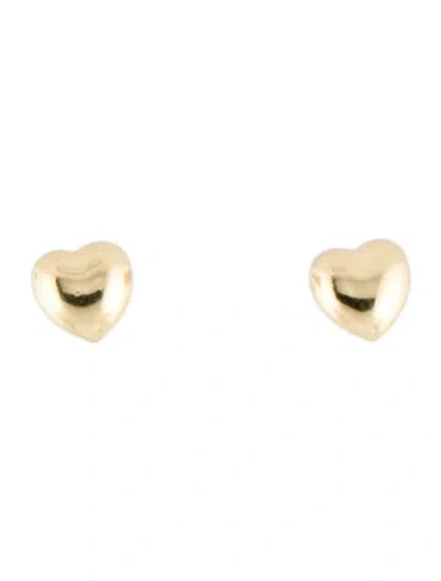 Pre-owned Earrings 18k Puffy Heart Stud  In Multi