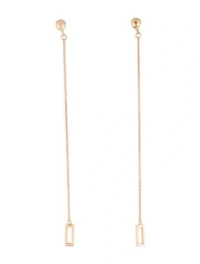 Pre-owned Earrings 18k Rectangle Chain Drop  In Multi