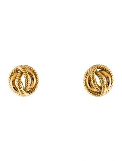 Pre-owned Earrings 18k Rope Dome Earclips In Multi