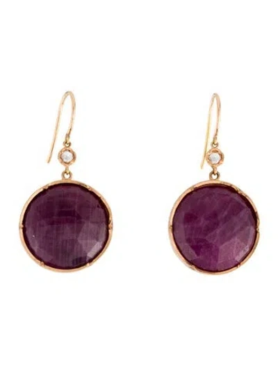 Pre-owned Earrings 18k Ruby & Diamond Drop  In Multi