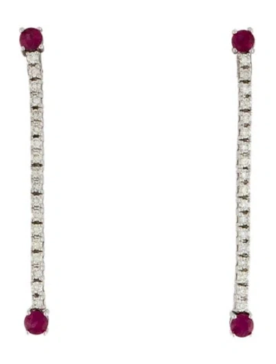 Pre-owned Earrings 18k Ruby & Diamond Drop  In Multi