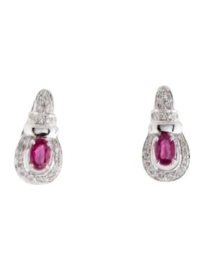Pre-owned Earrings 18k Ruby & Diamond Stud  In Multi