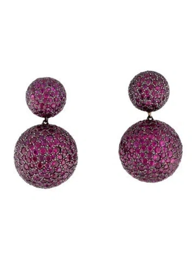 Pre-owned Earrings 18k Ruby Ball Drop  In Multi