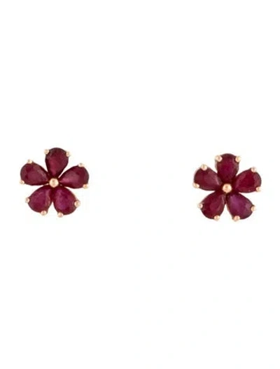 Pre-owned Earrings 18k Ruby Stud  In Multi