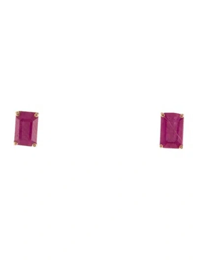 Pre-owned Earrings 18k Ruby Studs In Multi