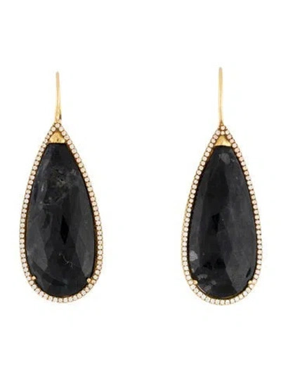 Pre-owned Earrings 18k Sapphire & Diamond Drop  In Multi