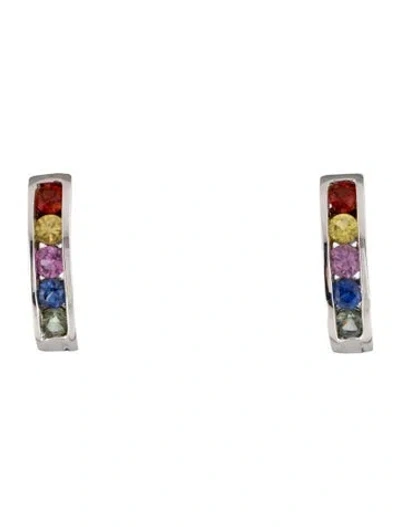 Pre-owned Earrings 18k Sapphire Drop  In Multi