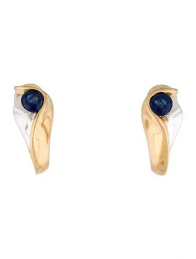 Pre-owned Earrings 18k Sapphire Earclip  In Multi