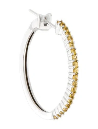 Pre-owned Earrings 18k Sapphire Single Hoop Earring In Multi