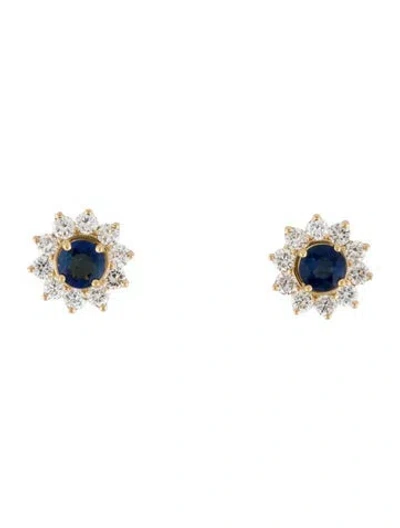 Pre-owned Earrings 18k Sapphire Stud  W/14k Diamond Jackets In Multi