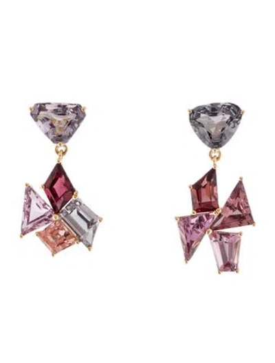 Pre-owned Earrings 18k Spinel Drop  In Multi