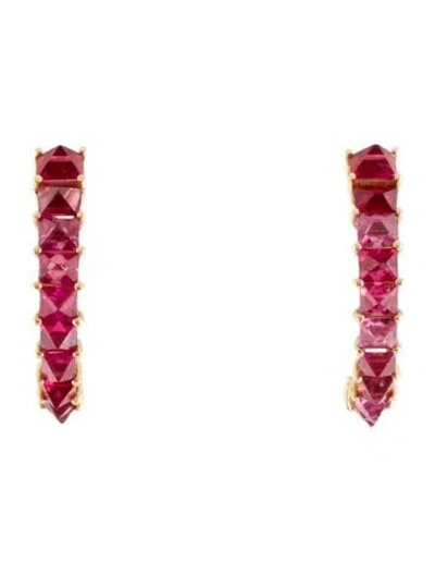 Pre-owned Earrings 18k Spinel Drop  In Multi