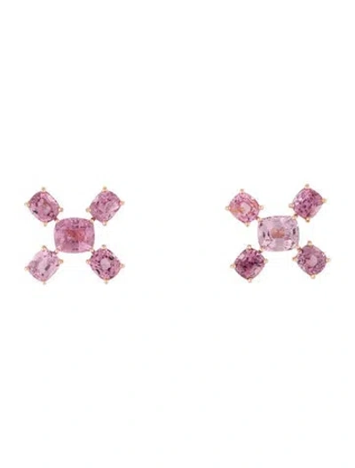 Pre-owned Earrings 18k Spinel Stud  In Multi