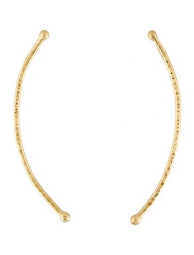 Pre-owned Earrings 18k Textured Cruved Bar Drop  In Multi