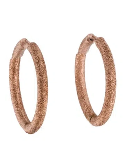 Pre-owned Earrings 18k Textured Hoop  In Multi