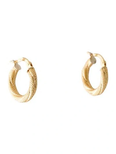 Pre-owned Earrings 18k Textured Hoop  In Multi