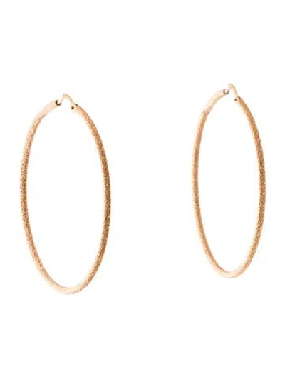 Pre-owned Earrings 18k Textured Hoop  In Multi