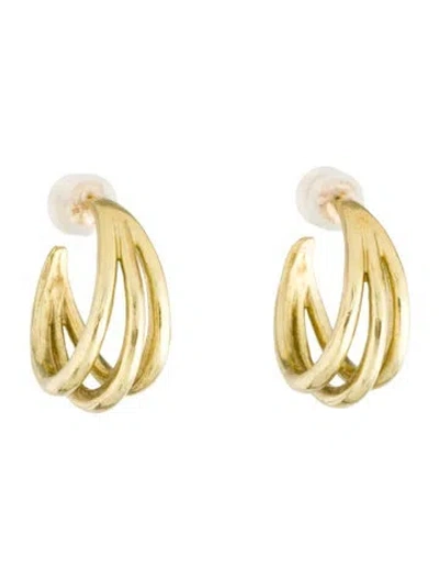 Pre-owned Earrings 18k Three Row Hoop  In Multi