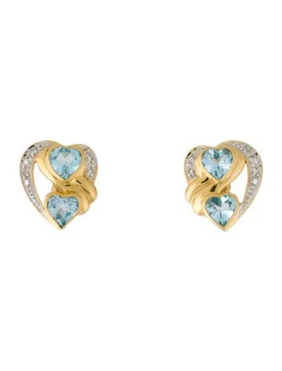 Pre-owned Earrings 18k Topaz & Diamond  In Multi