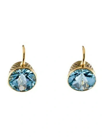 Pre-owned Earrings 18k Topaz Drop  In Multi