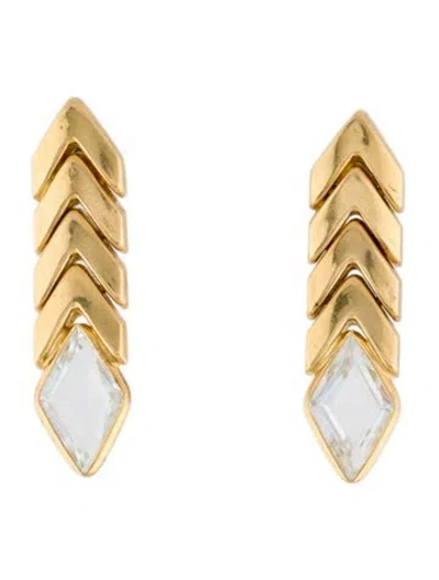 Pre-owned Earrings 18k Topaz Drop  In Multi